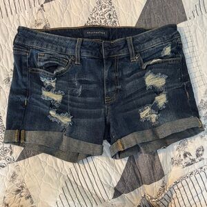 Aeropostale Women's Distressed Jean Shorts - Dark Blue